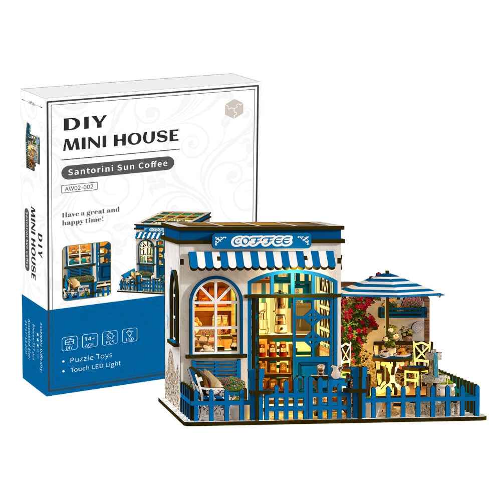 Santorini Sun Coffee DIY Mini House Kit |DIY Miniature Kit