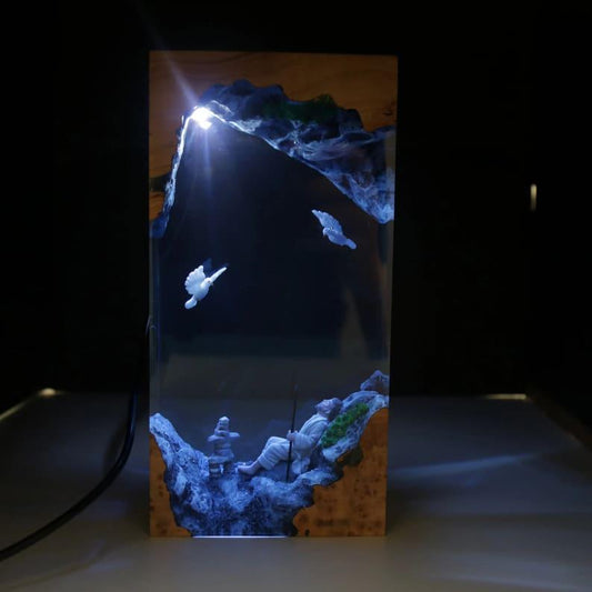 Hunger in the wilderness,Jesus, wood carving, epoxy resin lamp ( Best Gift 🎁 )