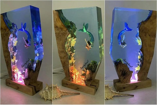 Mermaid Resin Lamp | Mermaid Resin Night Light | Mermaid Gifts | Mermaid Resin Figurines | Girls decor mermaid | Gifts for Valentine's Day( Best Gift 🎁 )