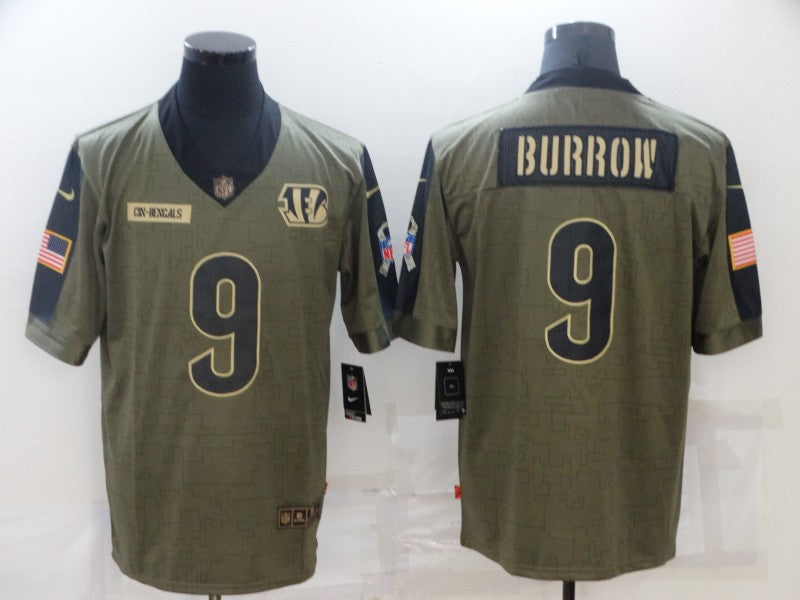 Men’s Cincinnati Bengals Joe Burrow #9 Brown Jersey