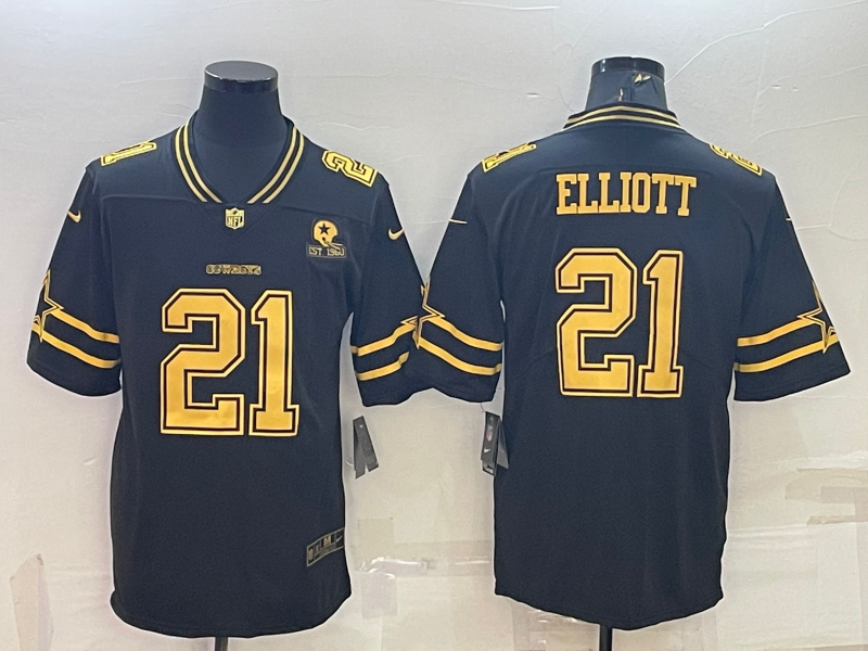 Men’s Dallas Cowboys Ezekiel Elliott #21 Black Color Rush Legend Jersey