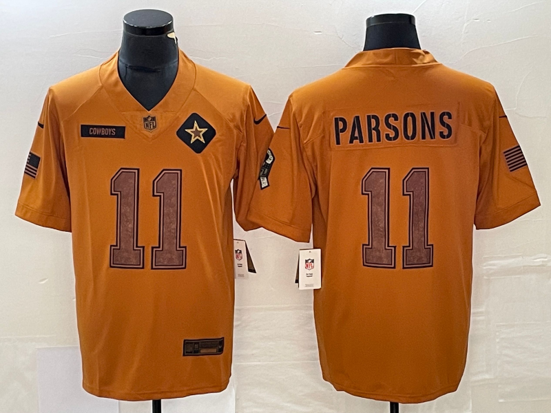 Men’s Dallas Cowboys Micah Parsons #11 Brown 2023 Salute To Service Limited Jersey