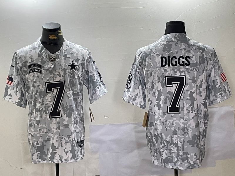 Men’s Dallas Cowboys Trevon Diggs #7 Arctic Camo 2024 Salute to Service Limited Jersey