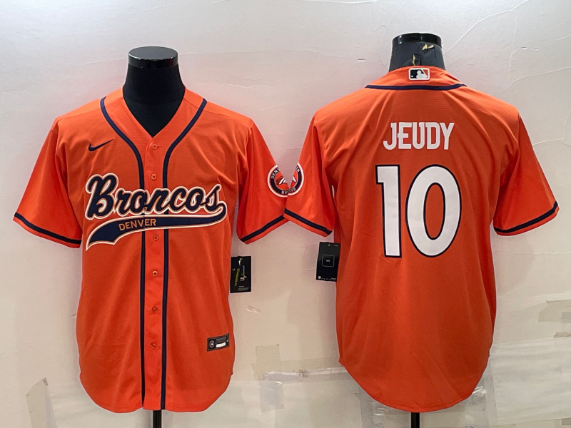 Men’s Denver Broncos Jerry Jeudy #10 Orange Jersey Joint Edition