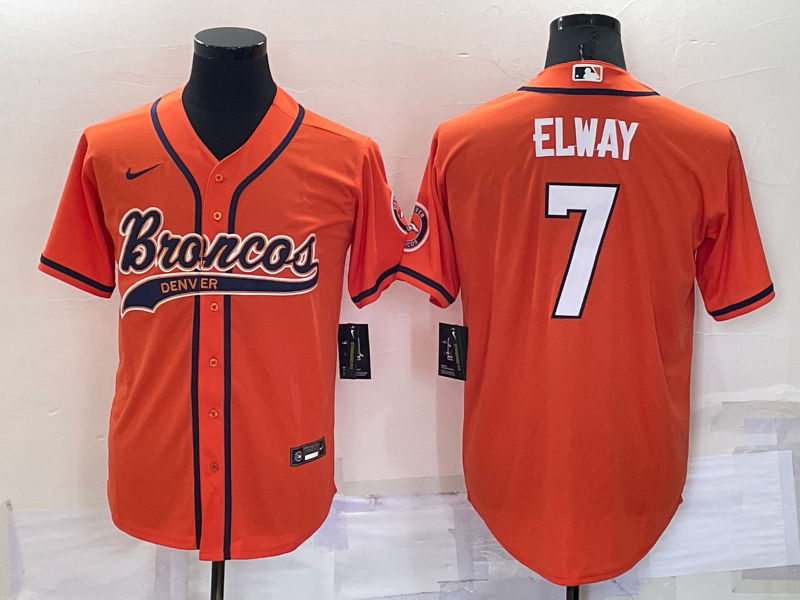 Men’s Denver Broncos John Elway #7 Orange Jersey Joint Edition