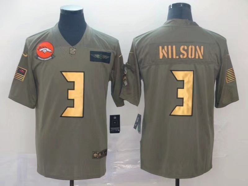 Men’s Denver Broncos Russell Wilson #3 Brown Jersey