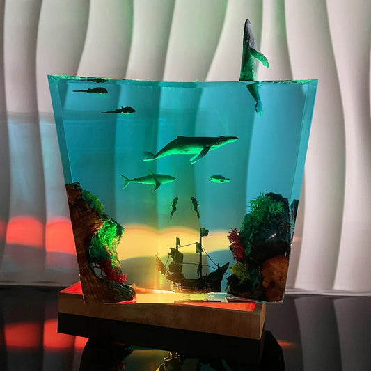 Whale Leaping Ocean Resin Night Light（ Best Gift 🎁 ）