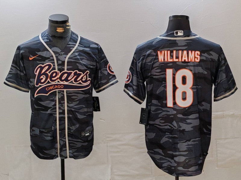 Men’s Chicago Bears Caleb Williams #18 Grey Camouflage Jersey