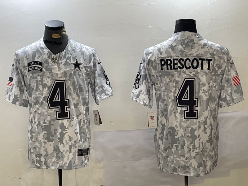 Men’s Dallas Cowboys Dak Prescott #4 Arctic Camo 2024 Salute to Service Limited Jersey