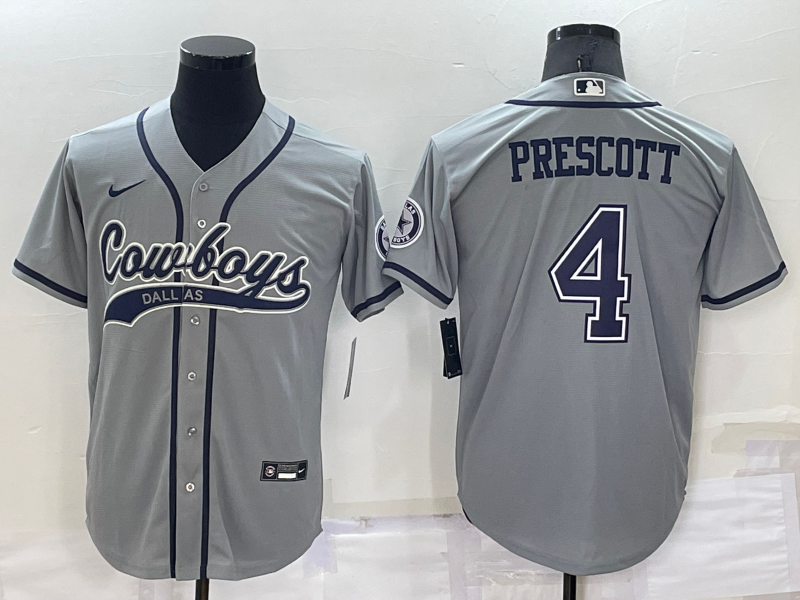 Men’s Dallas Cowboys Dak Prescott #4 Gray Jersey Joint Edition