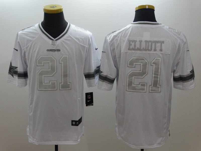 Men’s Dallas Cowboys Ezekiel Elliott #21 White Team Jersey