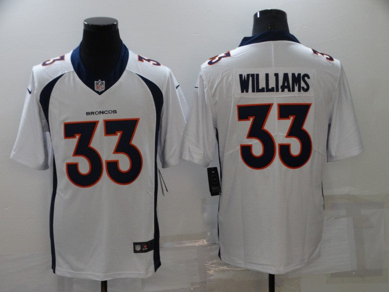 Men’s Denver Broncos Javonte Williams #33 White Jersey