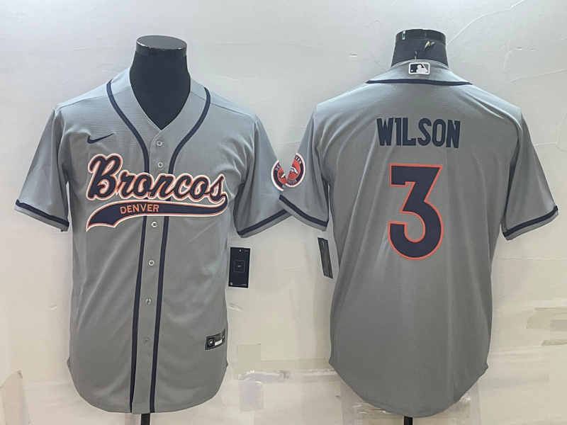 Men’s Denver Broncos Russell Wilson #3 Gray Jersey Joint Edition